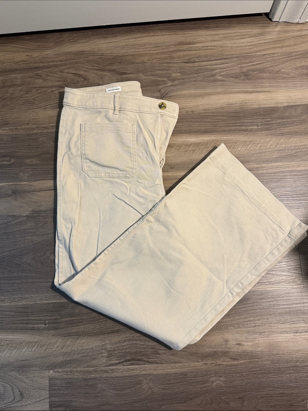 LOFT Cream Wide-Leg High-Rise Pants